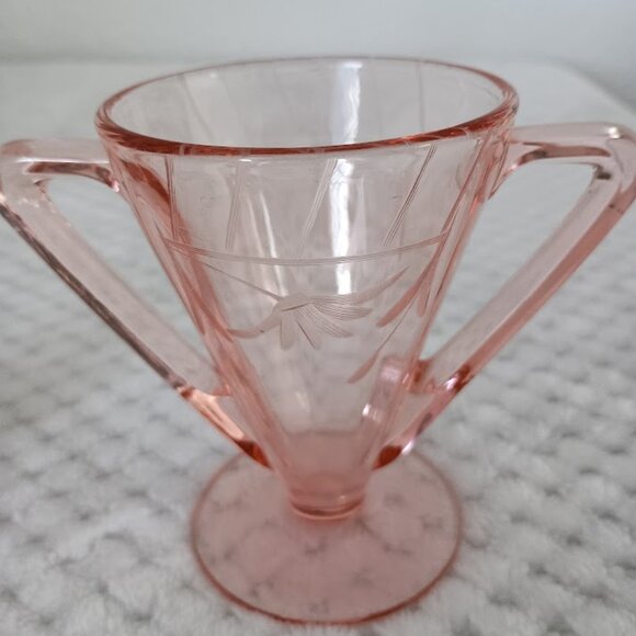 Vintage Soft Pink Art Deco Style Open Cream and Sugar Set - Picture 3 of 8